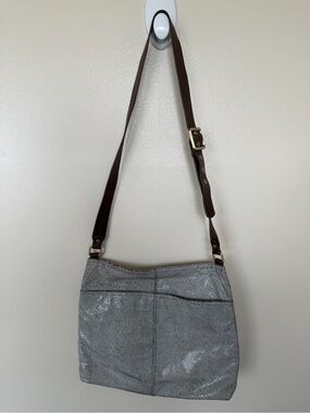 HOBO Metallic Silver Leather Crossbody